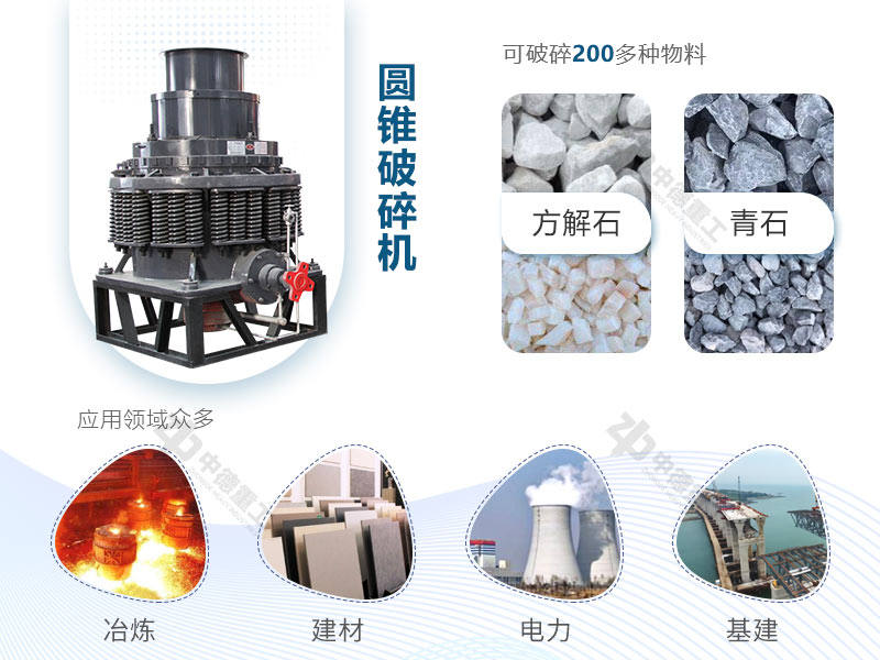 圓錐破能處理多種物料，且應(yīng)用領(lǐng)域廣泛